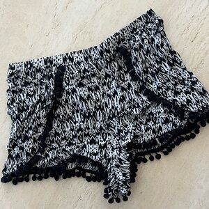 H&M White and Black Pom Pom shorts